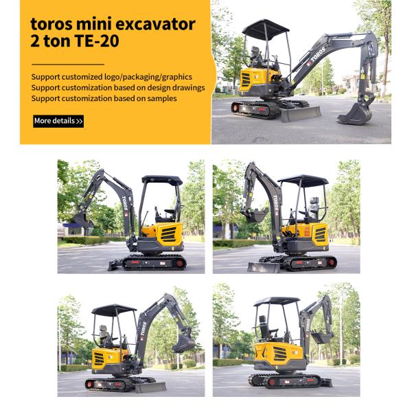 TE-20 Mini Excavator , 2tons Track Machine with Reinforced Bucket,Suitable for both commercial and home use
