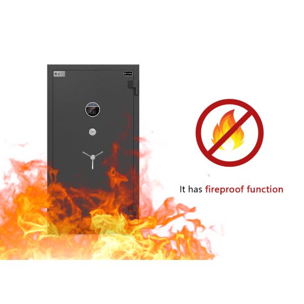Exterior view of H1200mm fire resistant safe box showing robust construction and security features