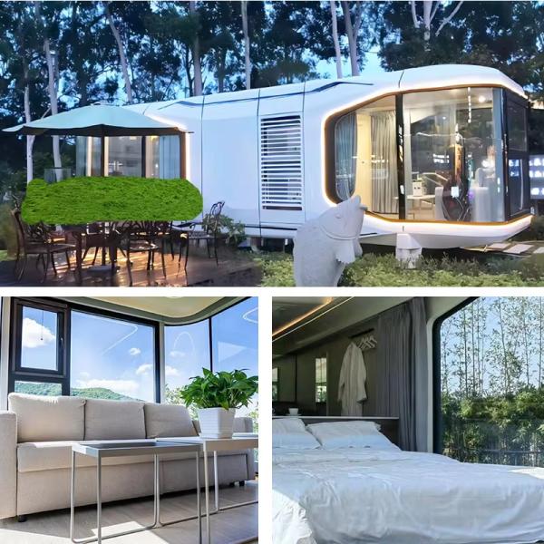 Luxury 20ft 40ft Modern Shipping Container Prefab Modular Smart Two-Storey Apple Capsule Cabin House Sandwich Panel Supermarket