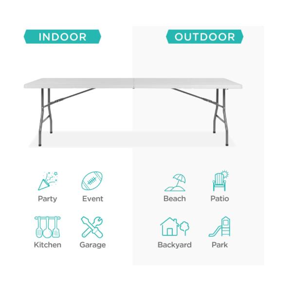 Modern Design 6FT Folding In Half Bench with Plastic Panel White or Customized Color
