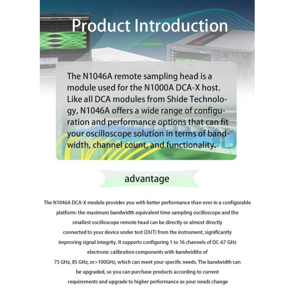 Keysight N1046A module top view with detailed labeling