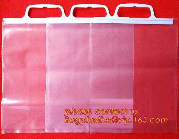 Biodegradable compostable Hanger Hook Handle Bag For Underwear Clothes, Rigid Snap Seal Handle Bikini Bag