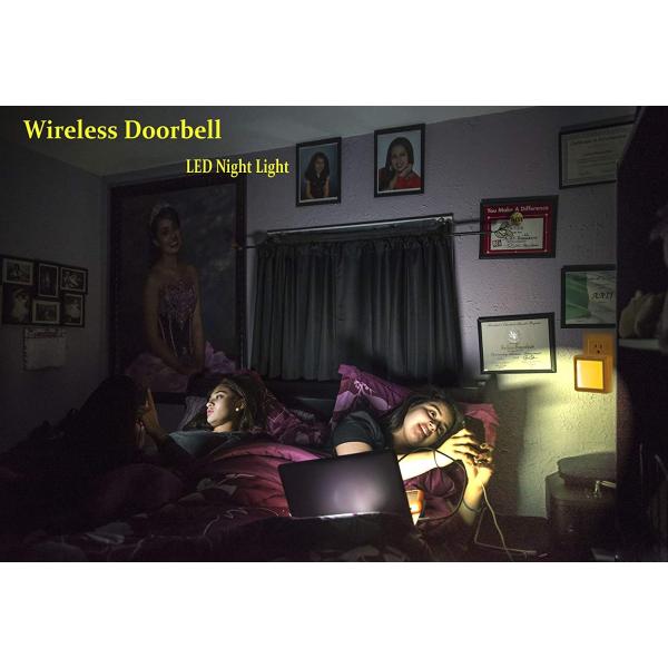 Self-Power Weatherproof Transmitter Plug in Night Lights with Wireless Doorbell