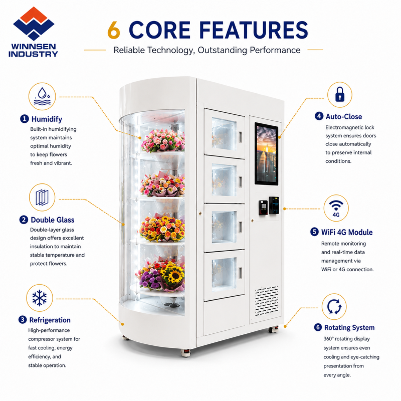 22 Inch Touch Screen Smart Flower Vending Machine with Cooling System and Cloud Remote Management