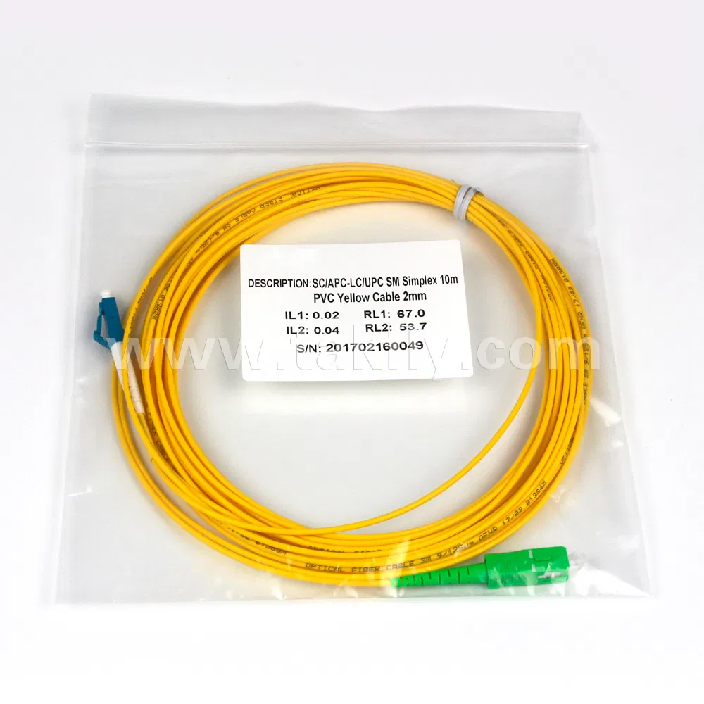 Duplex OS2 LC-SC Fiber Optic Patch Cord 3.0mm 10m