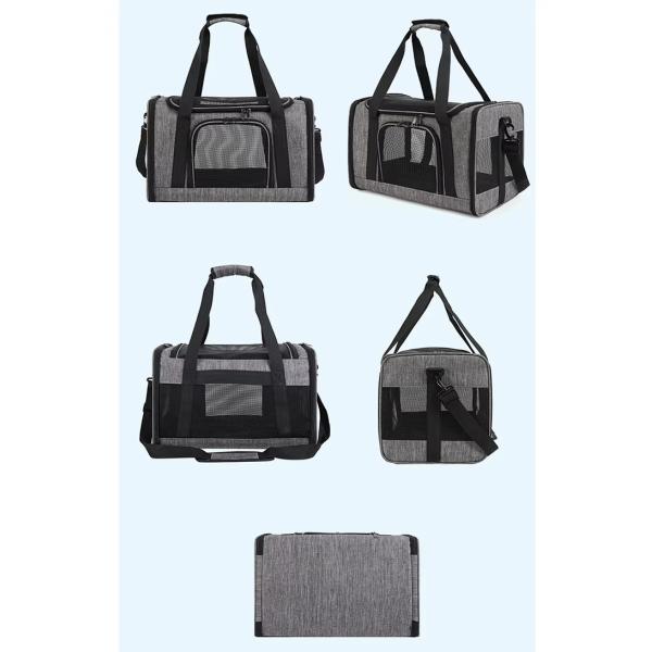 Canvas Polyester Foldable Pet Carrier Black Cat Carrier Shoulder Bag Rectangle
