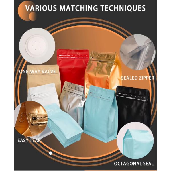 Premium Quality Personalized Durable Material Coffee Bag Side Seal Valve Packing Pouch Coffee Packaging Bag