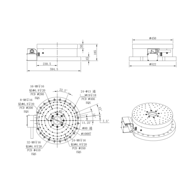 Horizontal DD Fourth Axis Rotary Table For High Repeatability