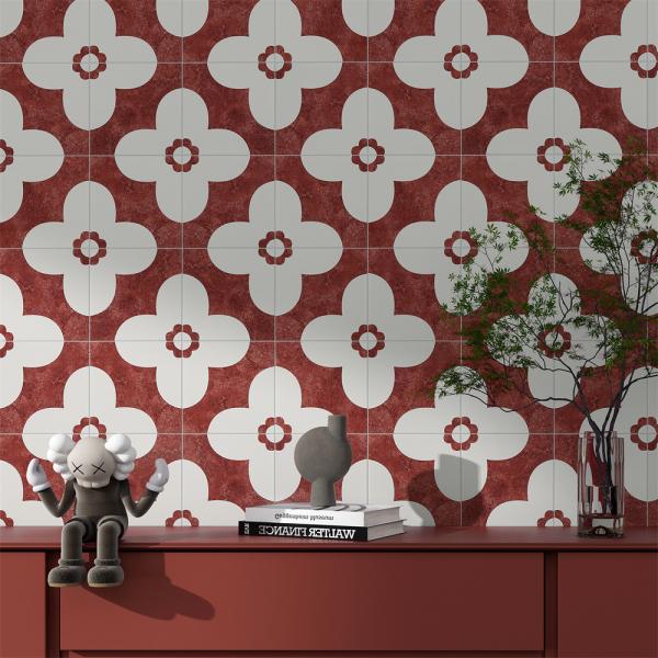 Red Beige 20x20cm Ceramic Rustic Tile for Indoor Floor Wall