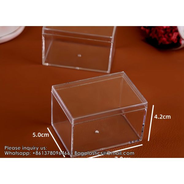 Acrylic Storage Boxes With Lids, 7x4.6x1inch Rectangle Storage Containers, Storage Display Box For Wedding, Party, Treats, Jewelry Accessories