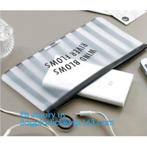 slider LDPE A5 plastic document bag, Zipper slider clear custom undergarment packaging bag, Frosted PVC Swimwear Packing