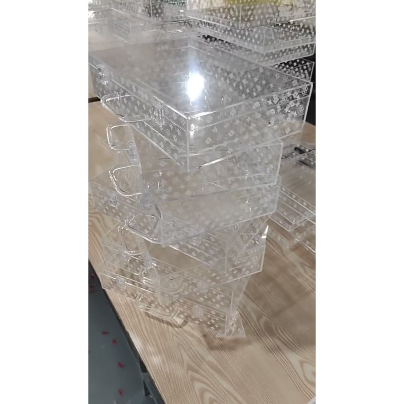 Large Capacity Printed Suitcase Plastic Storage Box Durable Transparent Storage Box with Handle Lock