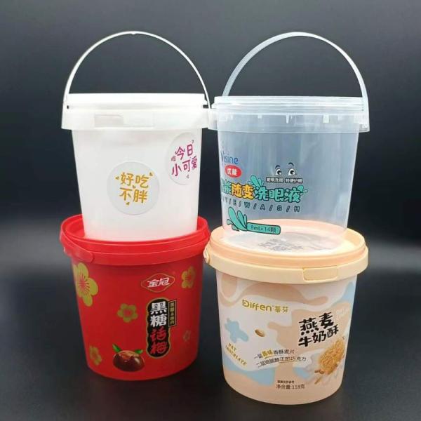 Print Method Sticker Label Custom Packaging Butter Bucket Clear Pail Plastic Buckets