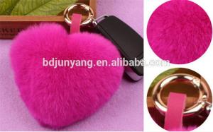 China Lovely rabbit fur heart shaped fur keychain bag charm on sale