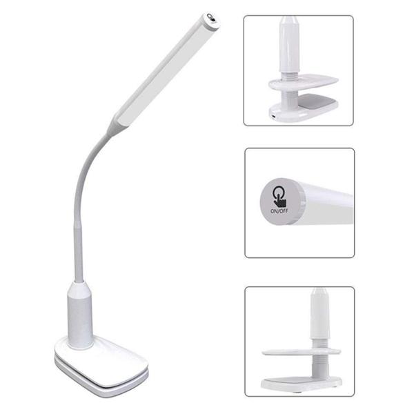 White Usb Powered Desk Light, Touch Control Dimmable Led Office Table Lamp