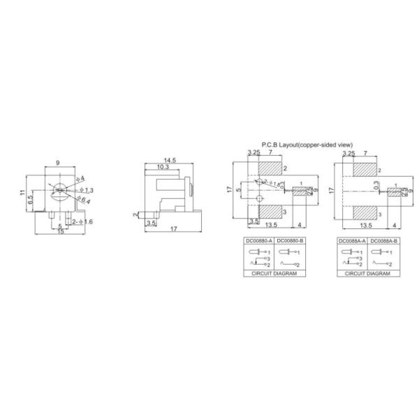 DC Adaptor Jack DC00880(A) Connectors Series