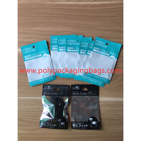 Headphone Cable Electronic Digital Foil Ziplock Bags With Transparent Window