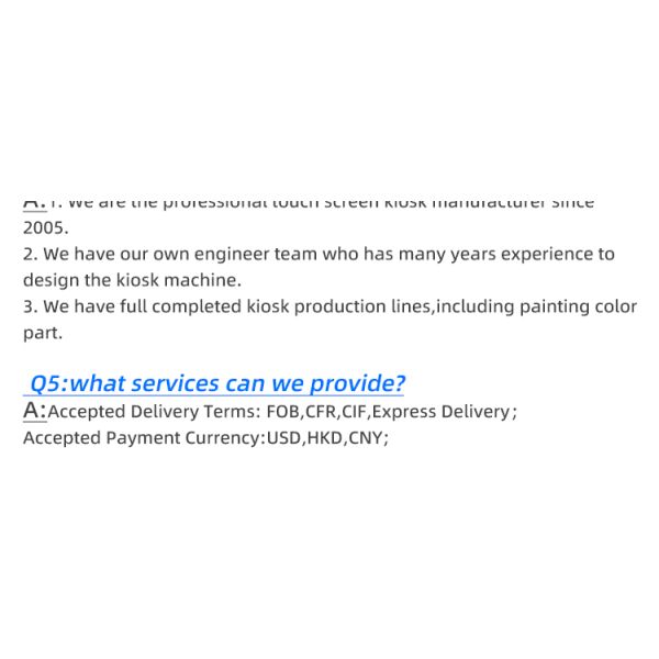 Customizable Floor Standing Self-Service Kiosk with 1920X1080 Resolution and Interactive Touch Screen