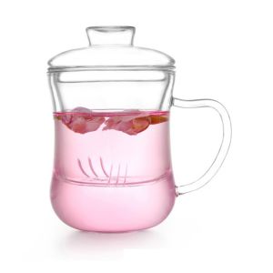 Quality Heat Resistant Glass Tea Infuser Cup Filtering Thicker Flower Tea Cup With Handle for sale