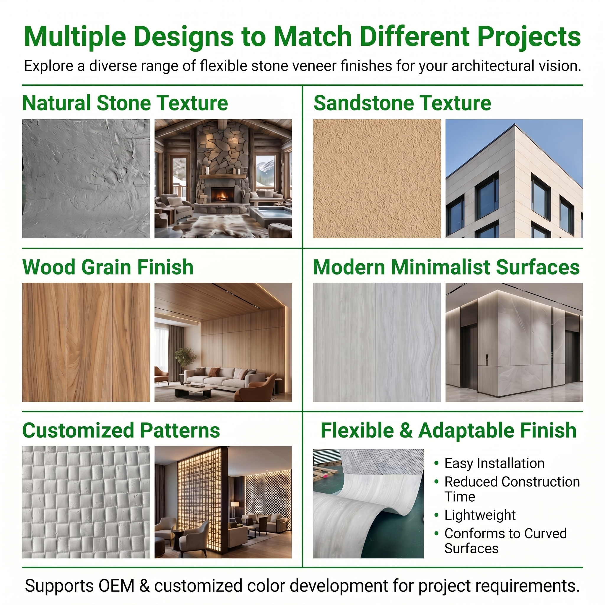 Bendable MCM Brick Texture Wall Panel for Interior Exterior Wall Cladding Curved Column Wrapping Hotel Villa Renovation