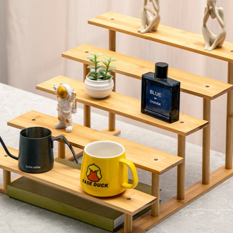Succulent Shelf Indoor Flower Stand Simple Multi-Layer Bamboo Hydroponic Storage Rack Trapezoidal Display Balcony Indoor Use