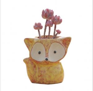 Quality Cartoon Cute Mini Desktop fox shaped Ceramic Animal Pot Succulent Planter for sale