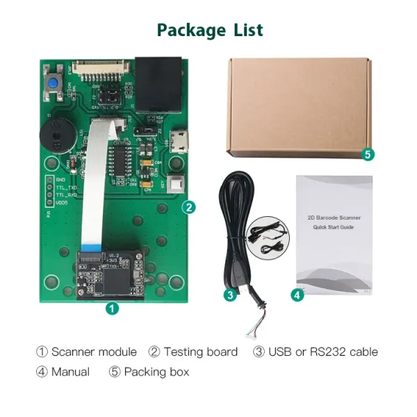 Compact 1D 2D Barcode Scanner Module with Global Shutter and 21.35mm L *15.50mm W * 11.40mm H Dimensions