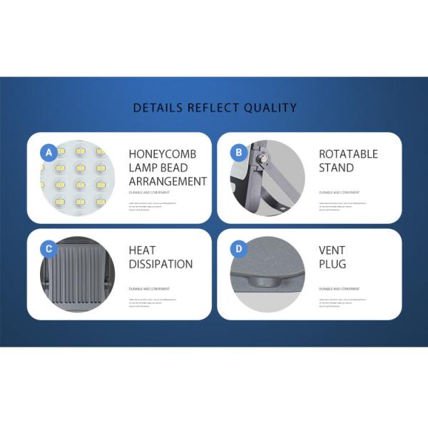KCD High Power IP65 Rectangular Fixtures Dimmable Top Selling Garden Outdoor Floodlight 6500k LED Flood Light Gray Color