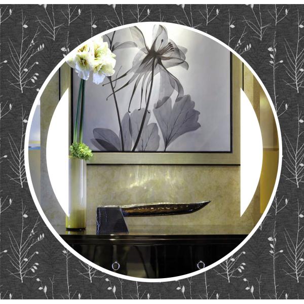 Round shape LED lighted mirror with touch switch and lock optionable