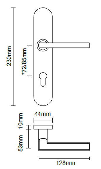 EN1906 Grade 3 fire rated door handle set with long backplate