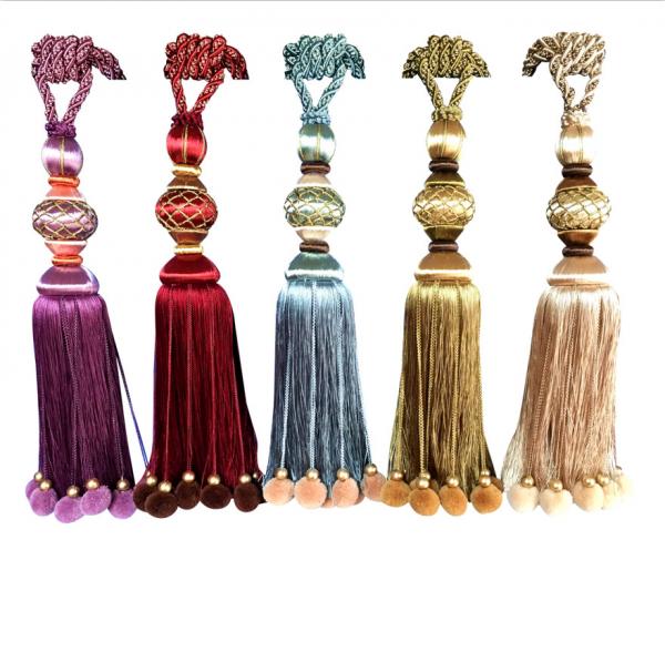 Buy Hot sale new design polyester cord tassel tieback for curtain accessory decorative at wholesale prices