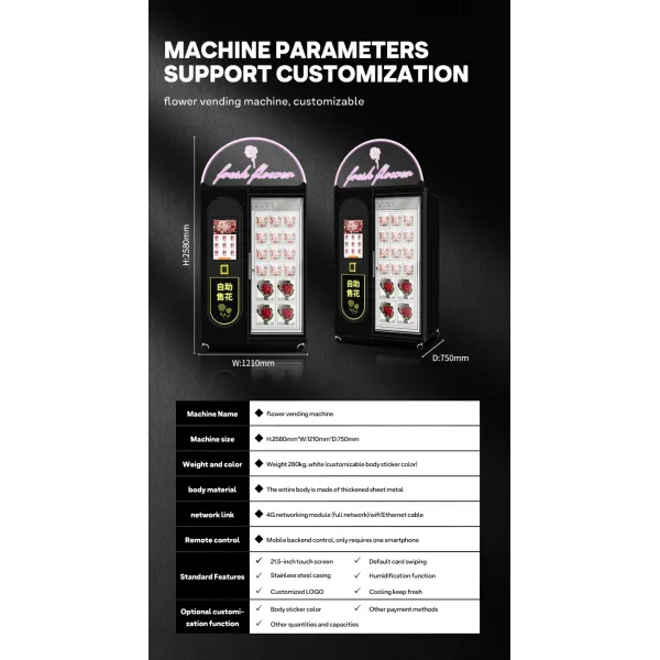 Haloo Fresh Flower Vending Machine White 16 Locker Big Bouquet Hot Selling for Shopping Mall Credit Card Payment System