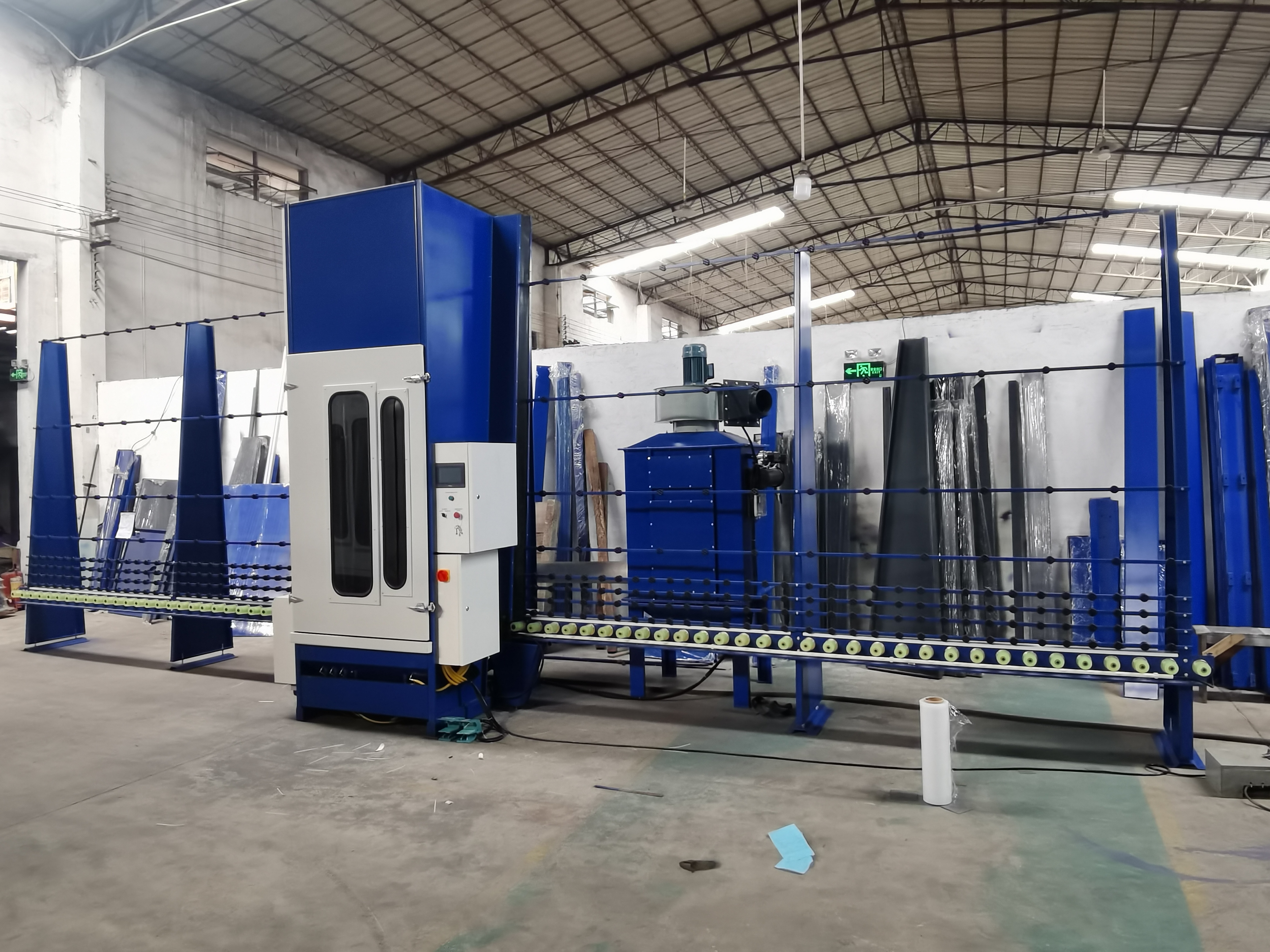 Fully Automatic Glass Sandblasting Machine 3.5Kw PLC Intelligent Control
