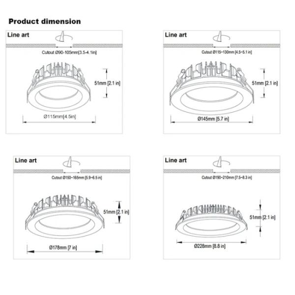 RoHS IP65 LED Downlight Shelf Lighting LED Waterproof Downlight