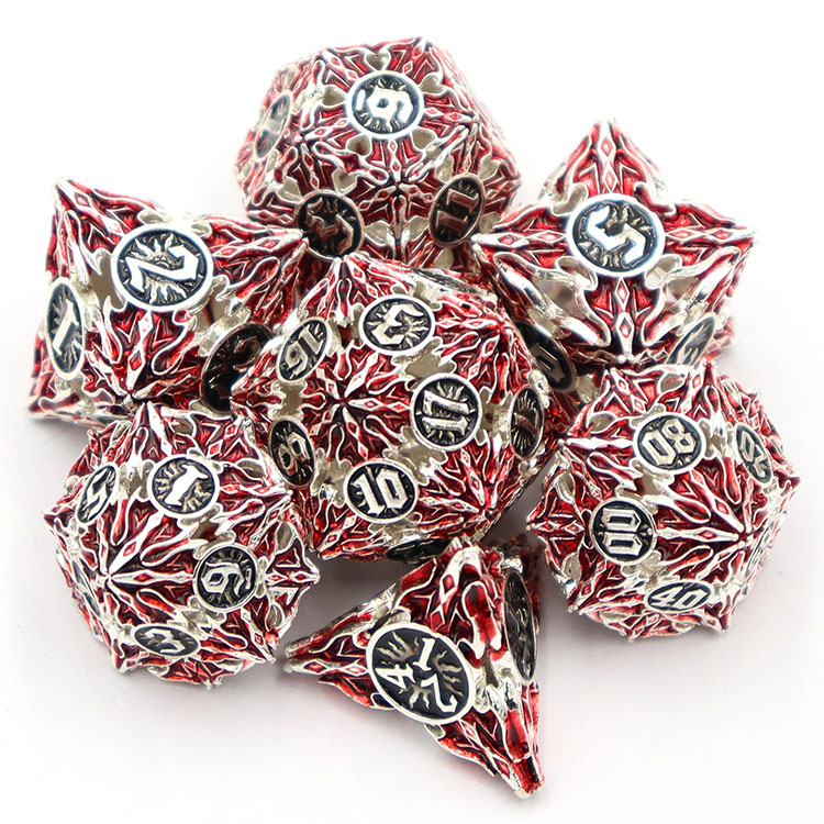 Custom Copper Material Hollow Dice Set with Polyhedral Shape and Customized Color for DND Games
