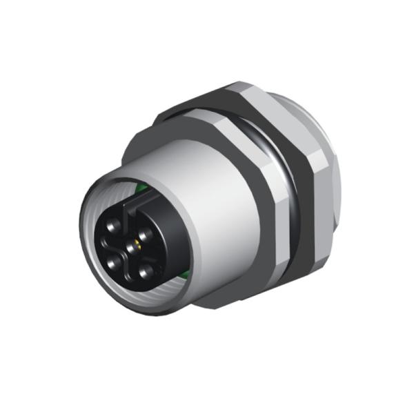 IP 67 M12 A code front nut solder board panel mount male socket 5p for sensor/boat/industry