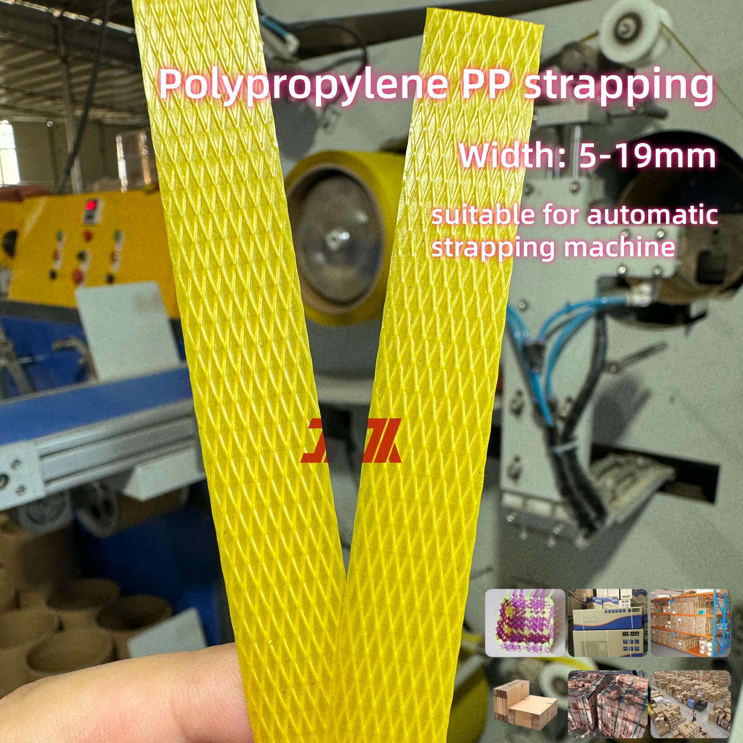 5-19mm Polypropylene PP Packing Belt with Embossed Surface and Custom Logo Printing