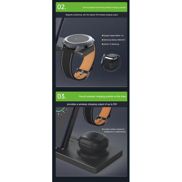 5 In 1 Foldable Fast Wireless Charger 15W With LED Indicating Light Accept Customized
