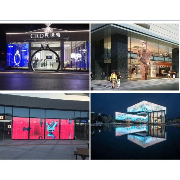 SMD 2121 Adhesive Outdoor Transparent Led Screen For Video Advertisement