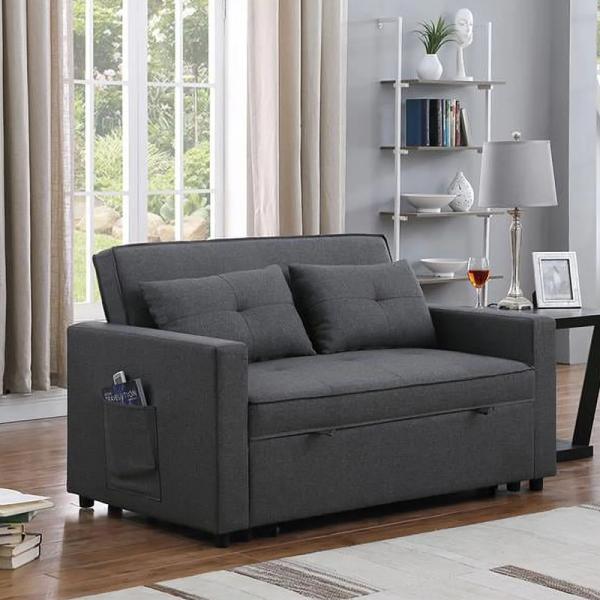 3 in 1 Sleeping Chair with Bed Function Extendable s Adjustable Single Sofa Side Storage Pocket