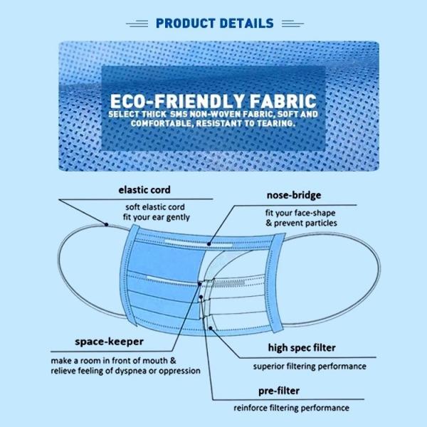 Hidden Adjustable Nose Clip Disposable Non Woven Face Mask