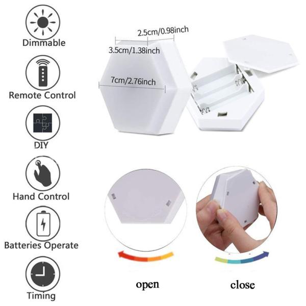 70LM 4.5V Remote Control Under Cabinet Light DIY Honeycomb Hexagon Modular Lights