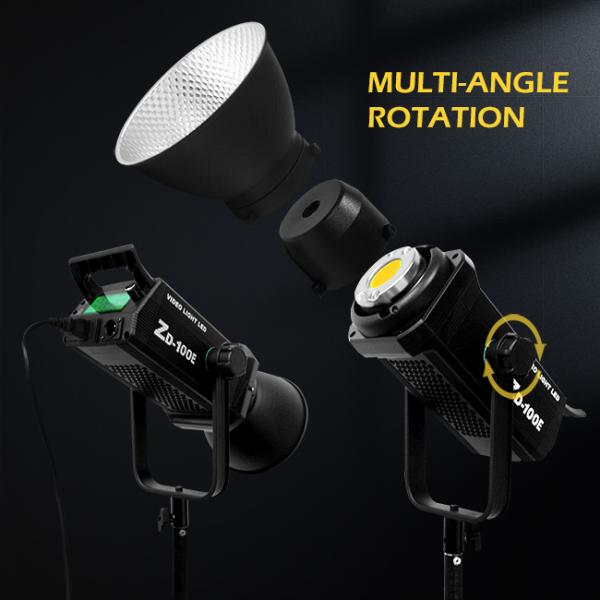 Black COB portable spotlight 100w dual color temperature suitable for live photography