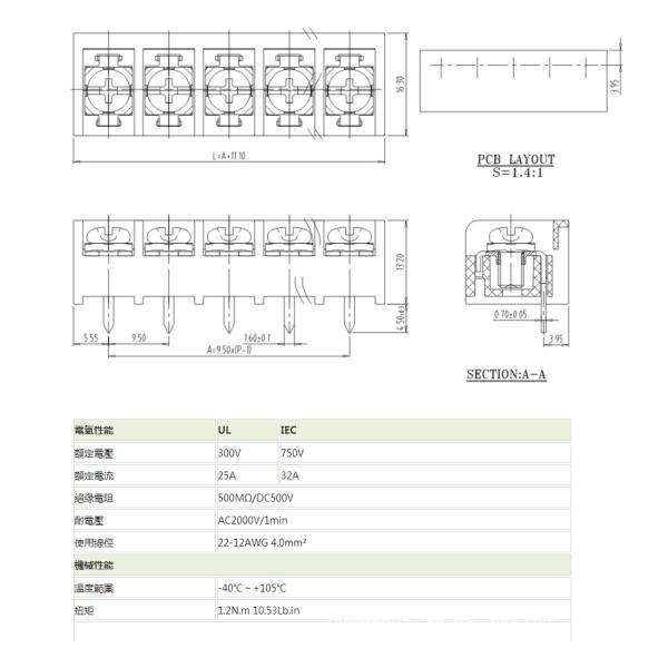 RDHB9500B 950b Screw Terminal Barrier Block For Electronic Circuits