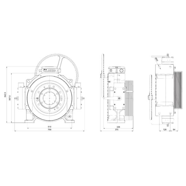 1000kg Gearless Motor Machine For Elevator Ip41 308w Brake Power