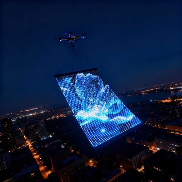 P20 Dynamic Sky Ads Drone Flying LED Screen Featuring the Programmable LED Mesh Technology