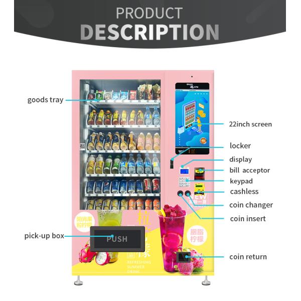 Intelligent Credit Card Milk Drinks Orange Juice Vending Machine With Touch Screen, Popular Touch Screen Vending,Micron