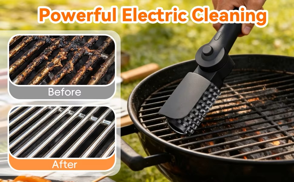Electric BBQ Grill Cleaning Brush | Replaceable Brush Heads Barbecue Cleaning Tool