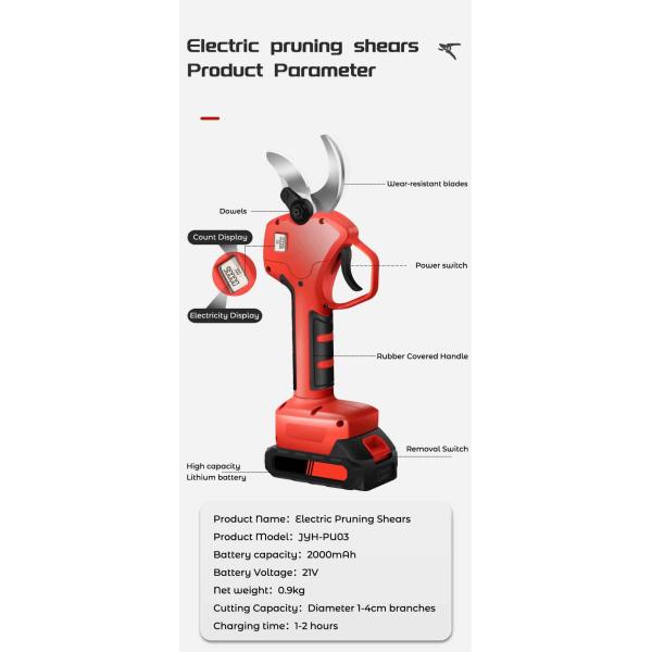 21V Electric Pruning Scissors With Display Lithium Pruning Garden Fruit Tree Branches High Branch Scissors