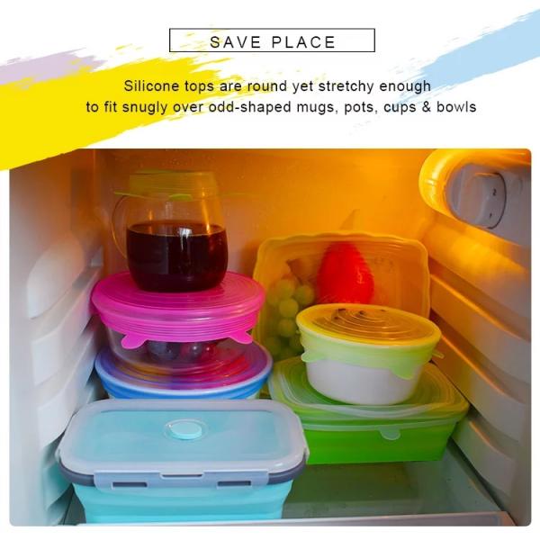 7 Pack Reusable Container Lid Silicone Household Products BSCI Round